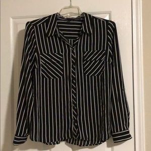 Black and white striped blouse